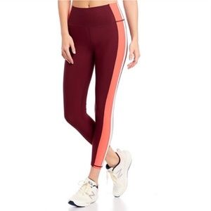 KINESIS Side Stripe High Rise 7/8 Leggings Red Pink Small S